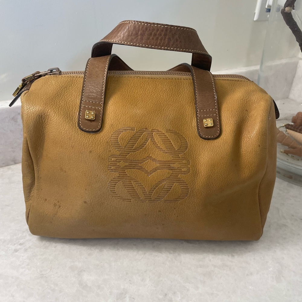 LOEWE anagram Hand Bag Leather Brown